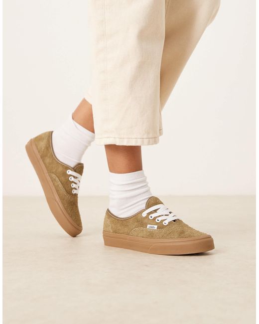 Authentic - baskets en daim duveteux avec semelle en gomme - olive Vans en coloris Natural