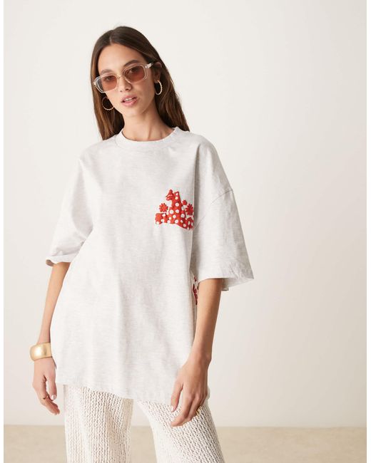ASOS Red Oversized T-shirt With Floral Leopard Graphic