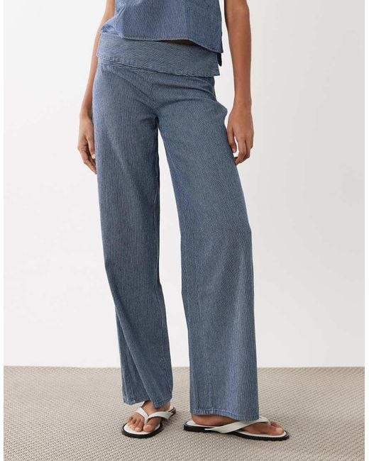 Mango Blue Teen Fold Over Jeans