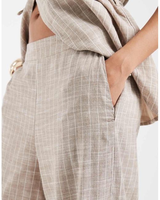 Object Natural Linen Mix Tailored Wide Leg Pants