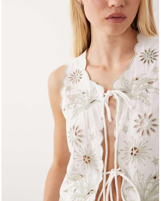Accessorize Natural Floral Cut Out Sleeveless Tie Front Beach Top