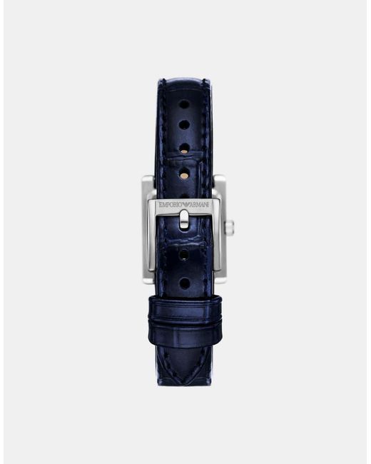Emporio Armani Blue Two-Hand Leather Watch