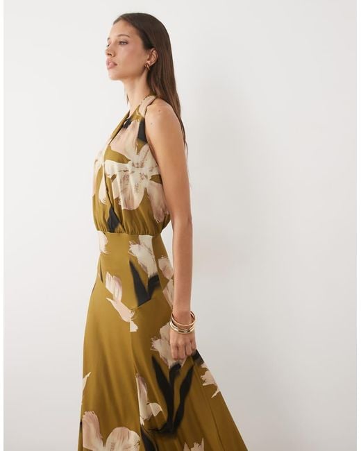 ASOS Metallic Halter Neck With Full Skirt Midi Dress