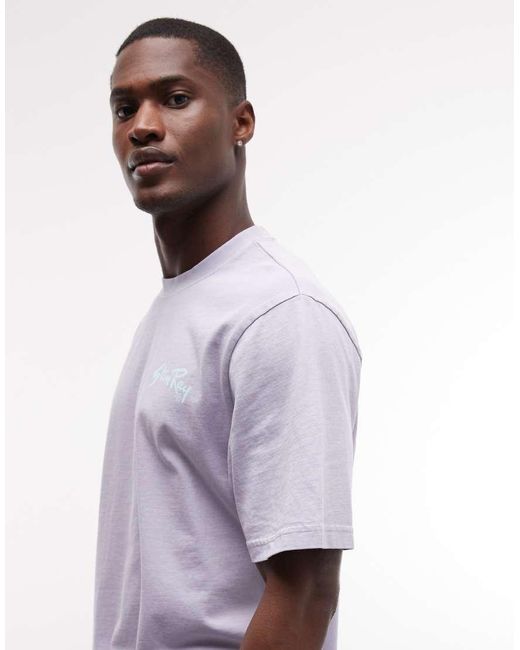 Stan Ray Purple Logo Short Sleeve T-shirt With Back Print for men