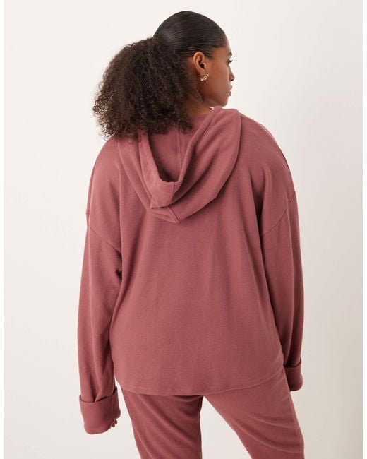 ASOS Red Asos Design Curve Hoodie With Turn Back Cuff Detail-brown