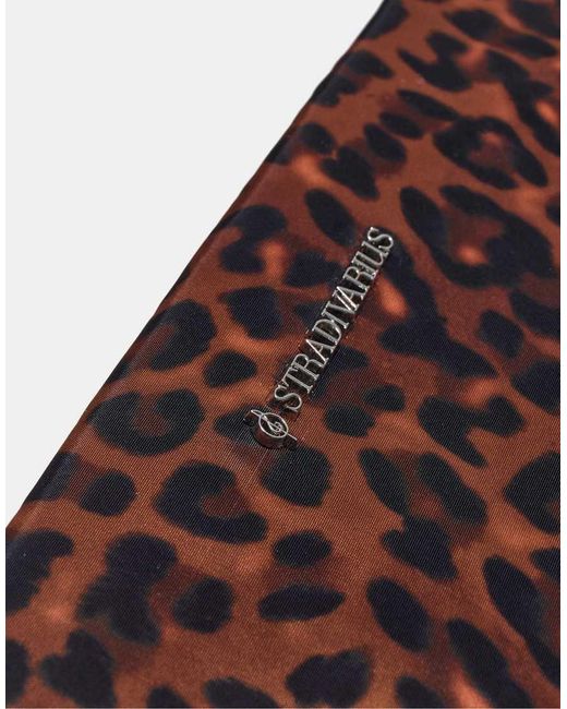Stradivarius Purple Leopard Print Flat Toiletry Bag