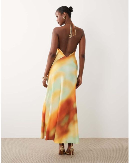 Bardot Multicolor Lizbeth Halter Neck Maxi Dress With Thigh Split