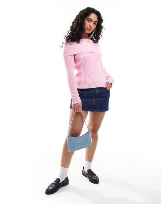 Glamorous Pink Bardot Knit Top