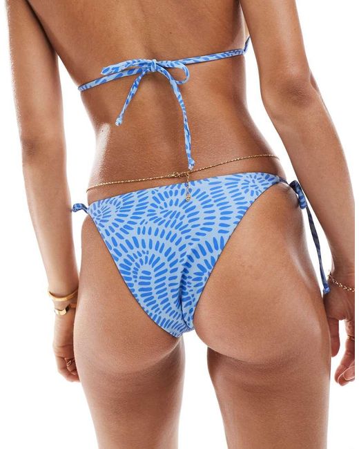 OOSC Blue Moroccan Dream Mix And Match Tie Side Bikini Bottoms