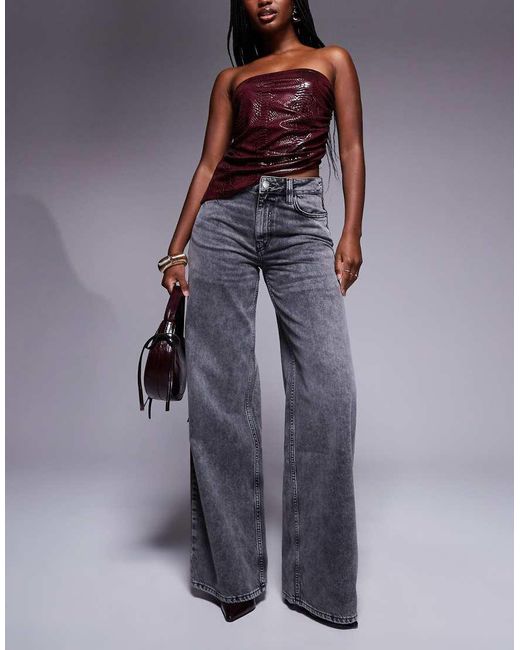 Vaqueros Grises De Pernera Ancha De River Island de color Gray