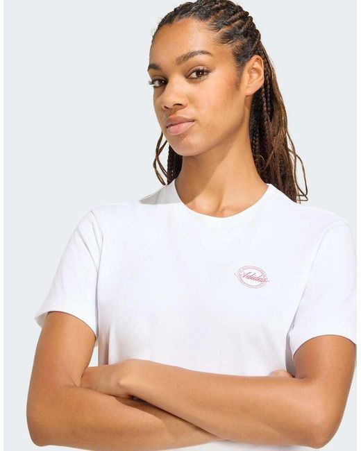 Adidas Originals White Travel Loose Graphic T-shirt