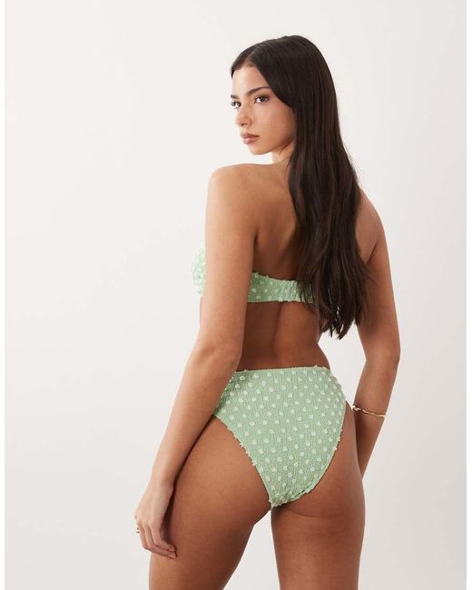South Beach Green Polka Dot High Leg Bikini Bottom