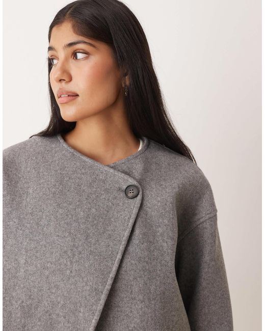 Vila Gray Wrap Front Short Wool Jacket