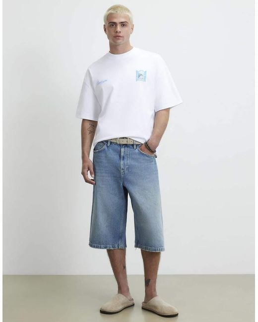 River Island Blue Oversized Fit Santorini Scenic T-Shirt for men
