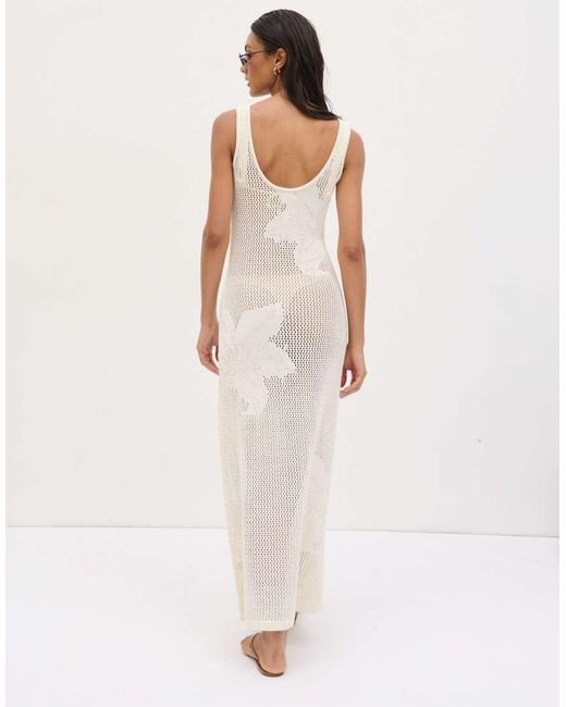Pretty Lavish White Floral Open Knit Scoop Maxi Dress