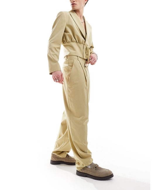 Pantalon d'ensemble bouffant élégant - taupe ASOS pour homme en coloris Metallic