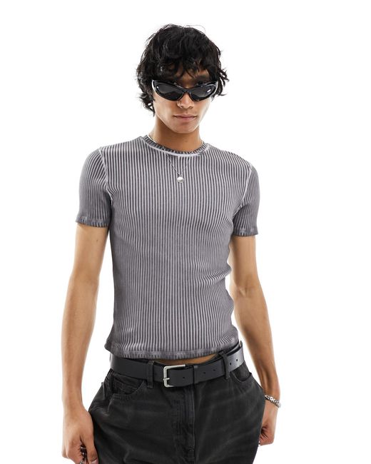 ASOS Gray Muscle Cropped Fit T-shirt for men