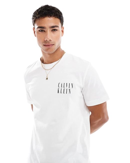 Camiseta Blanca Con Estampado De Recuadro Degradado En La Espalda De -Blanco Calvin Klein de hombre de color Blue