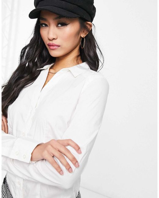Vero Moda White – langärmliger hemd-body
