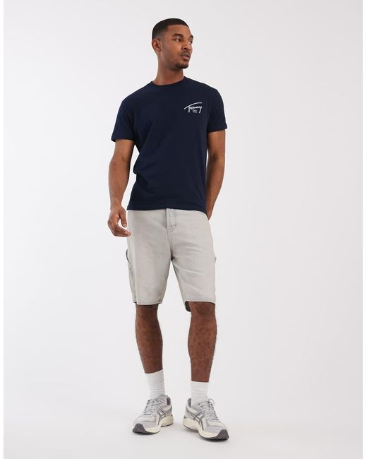 Tommy Hilfiger Blue Regular Signature Detail Black Print T-shirt for men