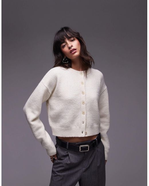 TOPSHOP Gray Knitted Ultimate Micro Cardi