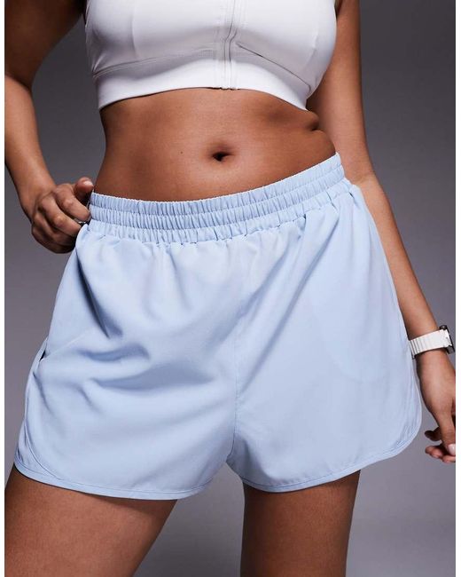 4505 Blue Curve Icon Woven Run Short With Zip Pockets