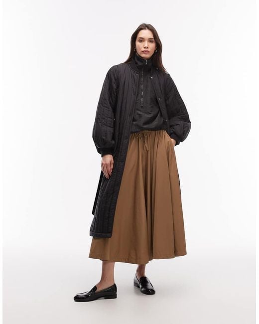 Rains Black 21870 Banja Water Repellent Quilted Liner Belted Coat