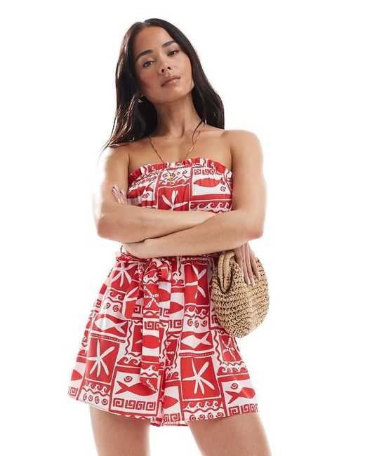 New Look Playsuit Met Print in het Red