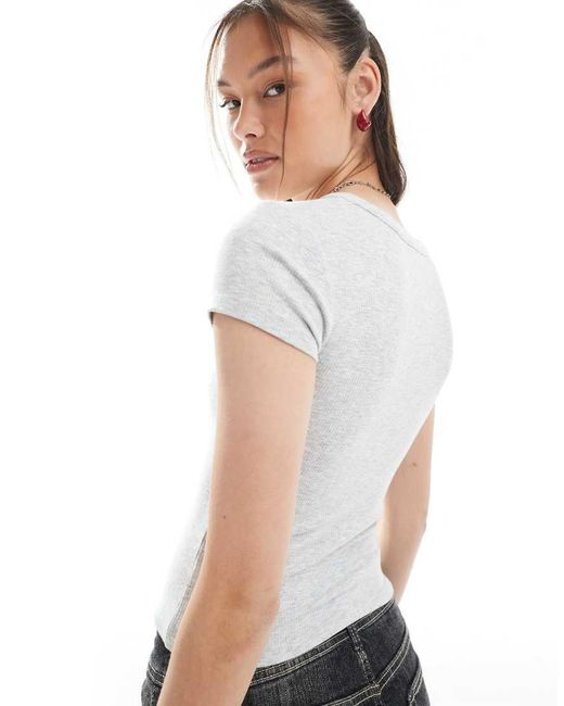 Cotton On White Henley Short Sleeve Tee