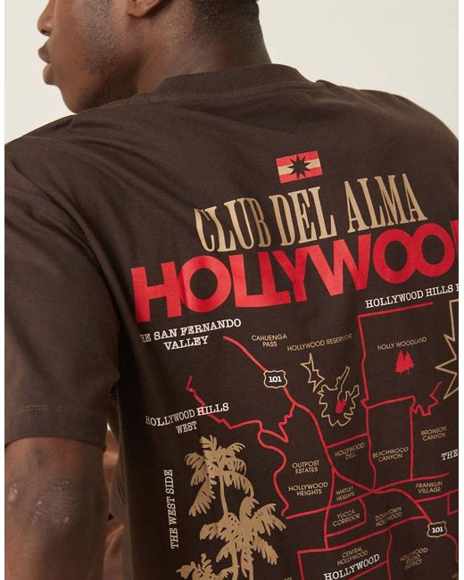 T-Shirt Oversize Con Grafica Di Città di ASOS in Brown da Uomo