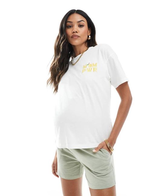 Pantalones Cortos Caquis Con Diseño Por Debajo Del Vientre De Mamalicious Maternity-Verde Mama.licious de color White