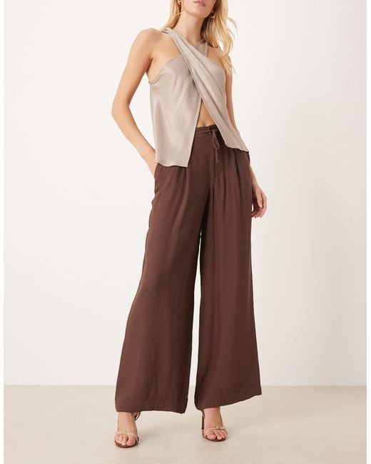 Tall - pantalon ample à texture douce et surpiqûres contrastantes - chocolat ASOS en coloris Natural