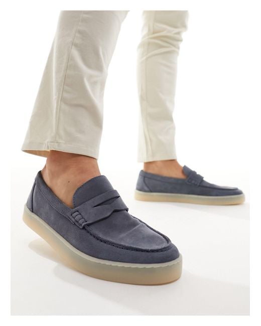 ALDO Blue Alfie Casual Leather Loafers for men