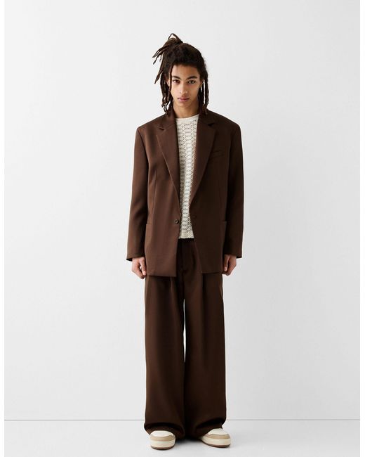 Bershka – collection – eleganter blazer in Brown für Herren
