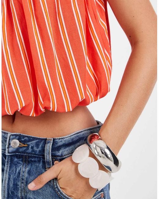 ASOS Red Linen Blend Bubble Cami Top