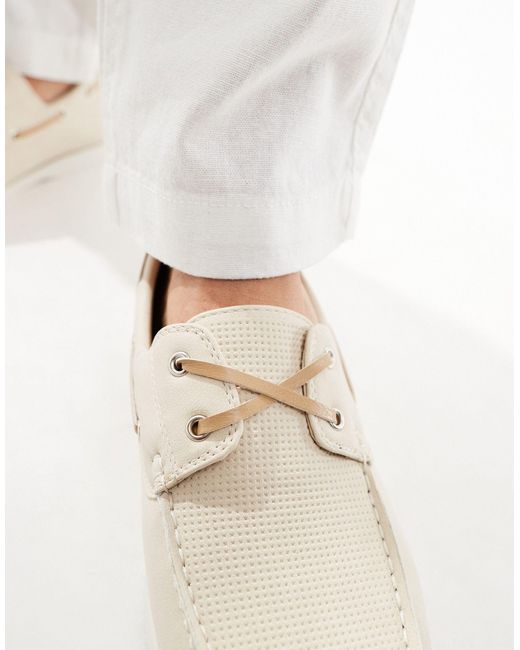 Truffle Collection White Boat Shoes for men