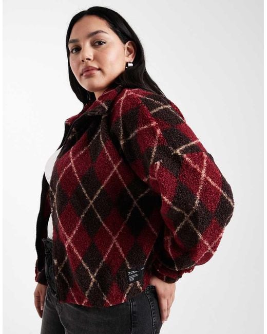 ONLY Red Zip Through Teddy Fleece