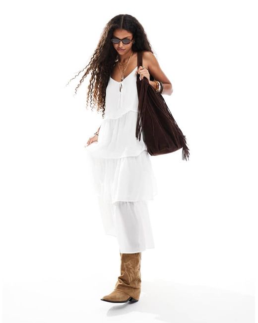 Object White Tiered Boho Maxi Dress