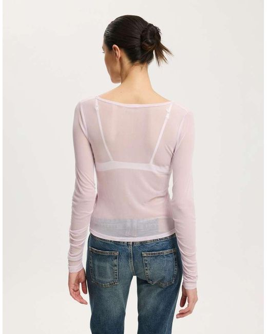 Cotton On Purple Alix Mesh Button Through Long Sleeve