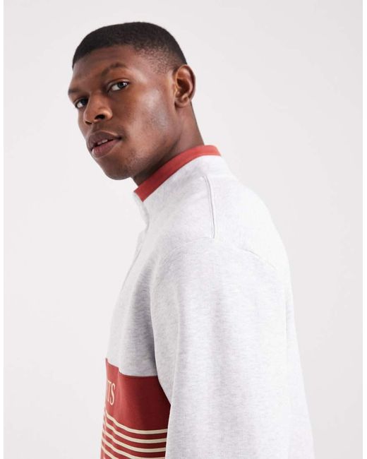 Parlez White 1/4 Button Logo Colour Block Sweatshirt for men