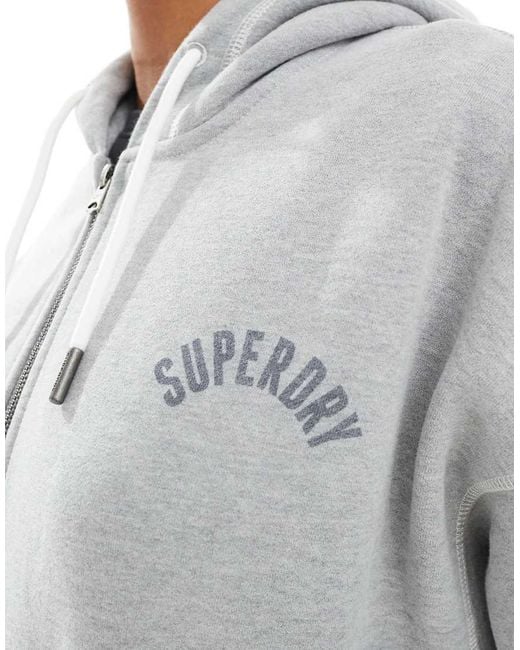 Superdry Gray Athletic Essential Oversized Zip Hoodie