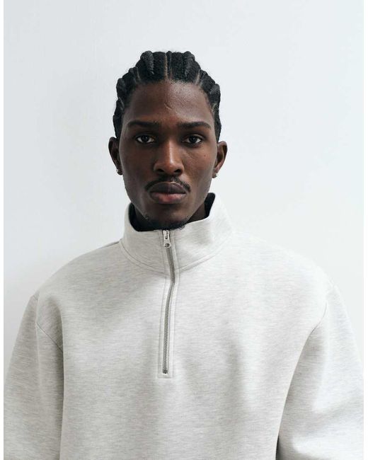 ASOS Gray Oversized Quarter Zip Sweatshirt for men