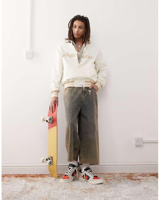 Chaqueta Bomber Blanco Hueso Con Logo Universitario De Aape By A Bathing Ape de hombre de color Natural