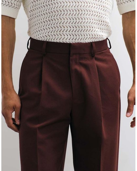 ASOS White Tailo Pleated Wide Leg Pants for men