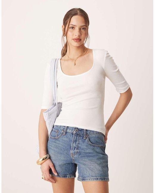 Top A Coste Con Scollo Rotondo di Aware in Blue