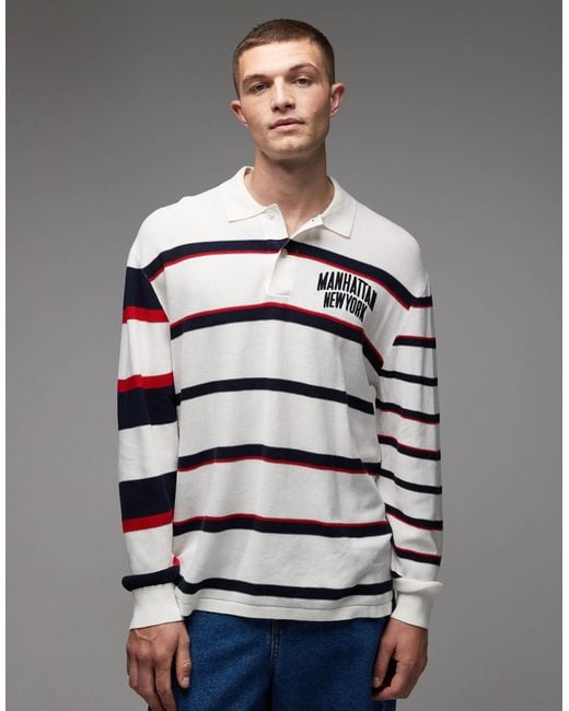 Tommy Hilfiger Gray Knitted Striped Polo Sweatshirt for men