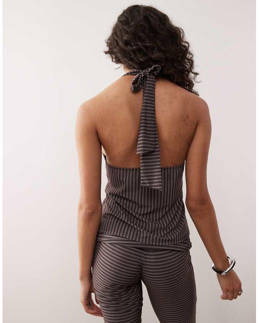 Collusion Brown Halter Knot Front Top