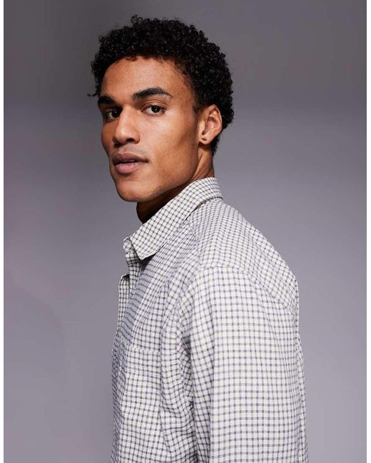 Camicia Comoda A Quadri Blu E di ASOS in Gray da Uomo
