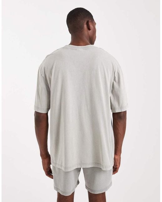 Camiseta Gris Claro Lavado Ultragrande De (Parte De Un Conjunto) Only & Sons de hombre de color White