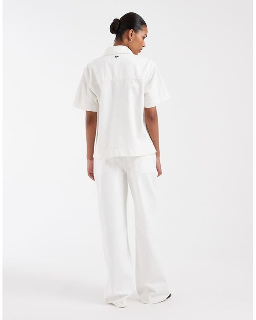 Lacoste White Paper Bag Straight Leg Jeans